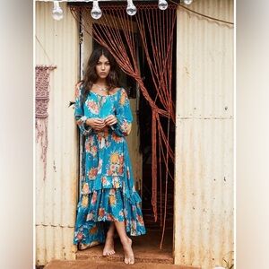 SPELL 🦋 Vintage Jagger Maxi Dress- Teal Medium 2016 Festival Collection